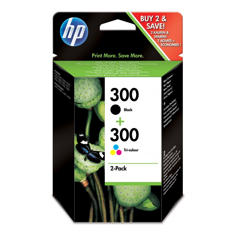 HP 300 pack de 2 cartouches d'encre noir trois couleurs authentiques