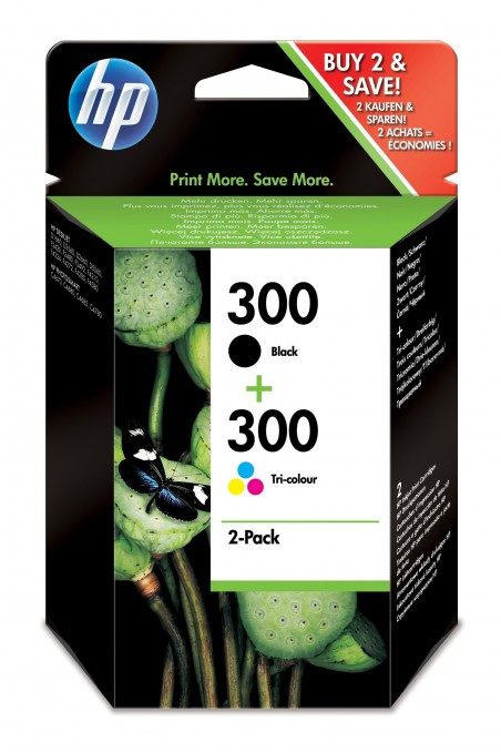 HP 300 pack de 2 cartouches d'encre noir trois couleurs authentiques