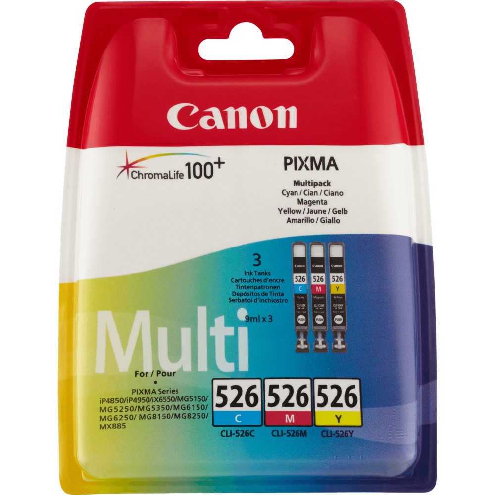 Canon Multipack de cartouches d'encre couleur CLI-526 C M Y