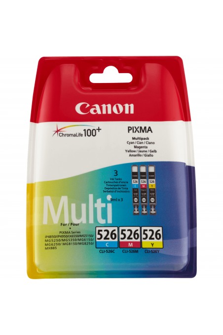 Canon Multipack de cartouches d'encre couleur CLI-526 C M Y