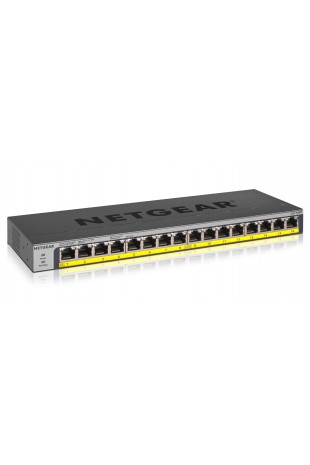 NETGEAR GS116PP Non-géré Gigabit Ethernet (10 100 1000) Connexion Ethernet, supportant l'alimentation via ce port (PoE) Noir