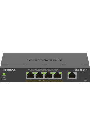 NETGEAR 5-Port Gigabit Ethernet High-Power PoE+ Plus Switch (GS305EPP) Géré L2 L3 Gigabit Ethernet (10 100 1000) Connexion